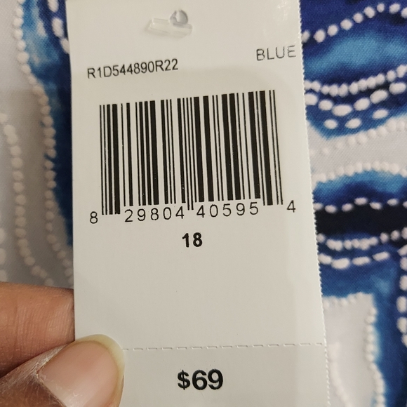 NWT Rabbit Rabbit Rabbit Blue and White Zigzag Midi Dress - Picture 4 of 9